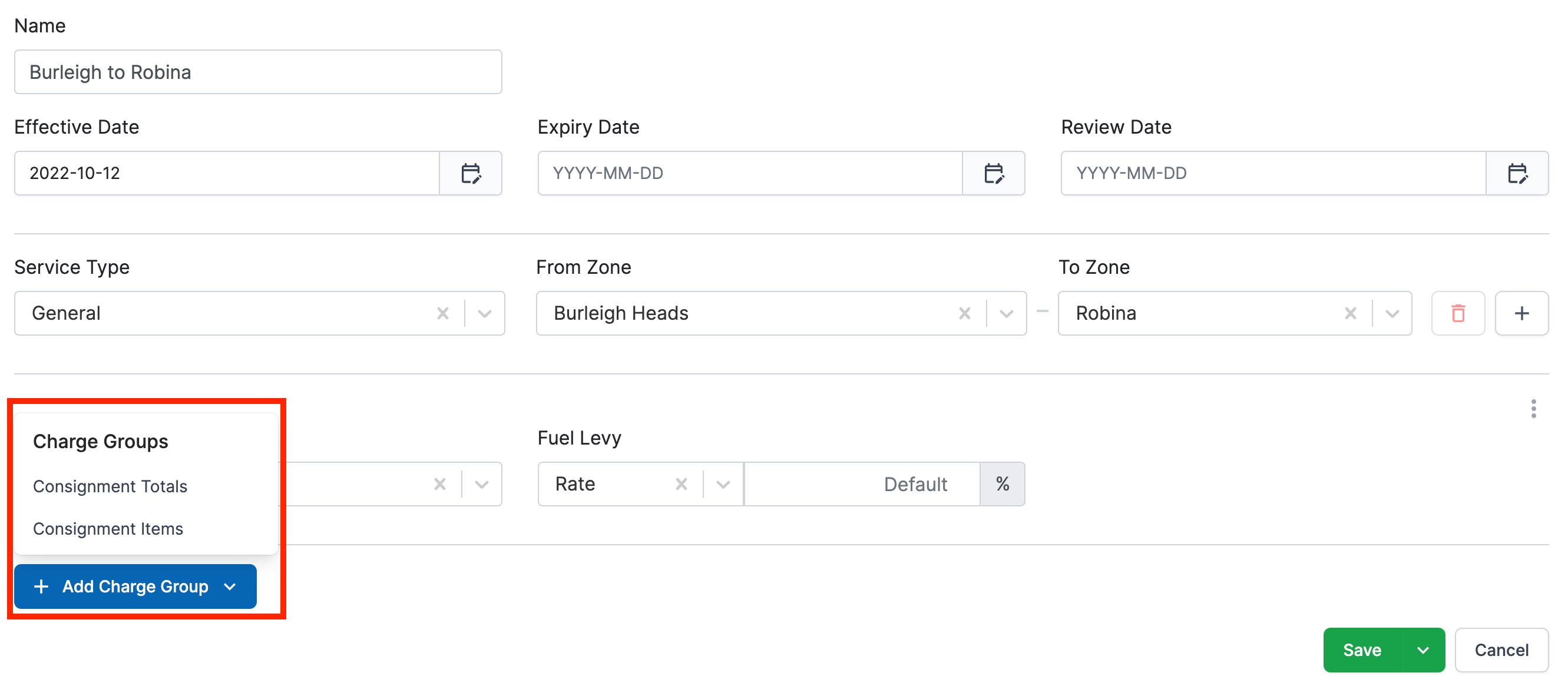 Creating Transport Rates