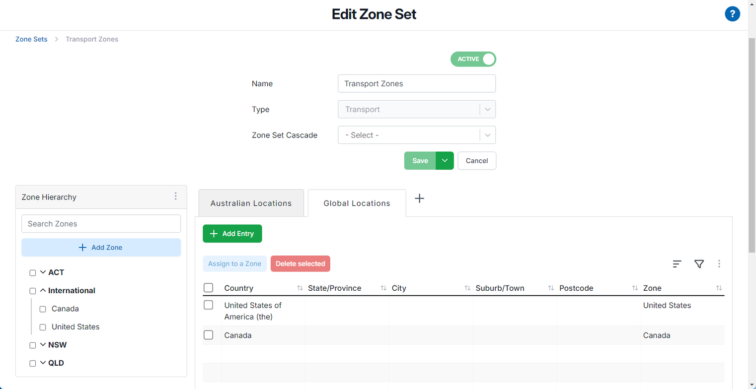 Creating Location Entries - Transport/Income Zone Set