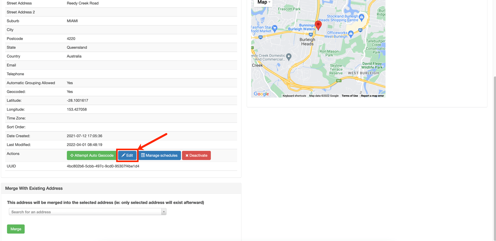 Adding and editing an Address