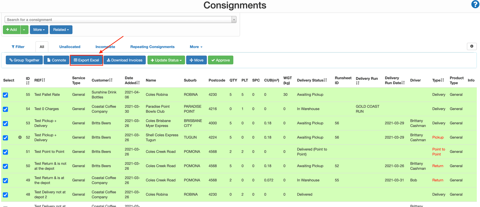 Consignments