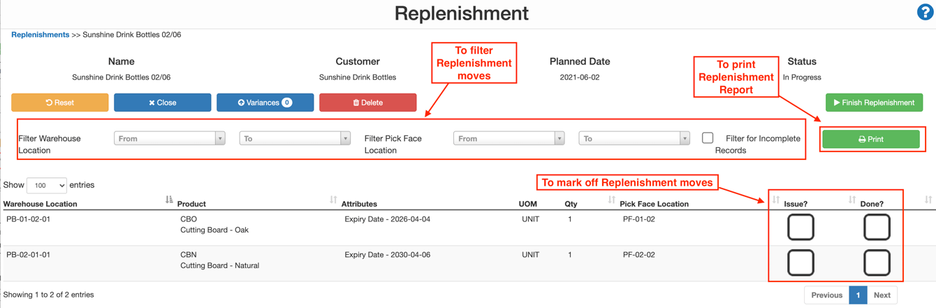 How to run a Replenishment