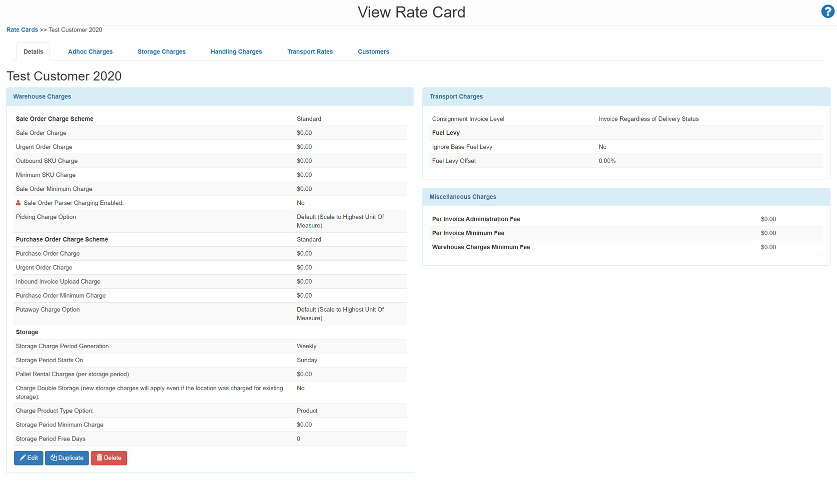 Rate Cards Overview