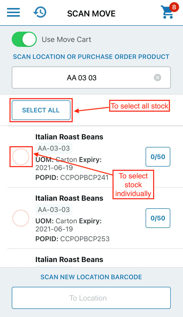 Scan Move Check Scan Move 2.0 (Move Cart)