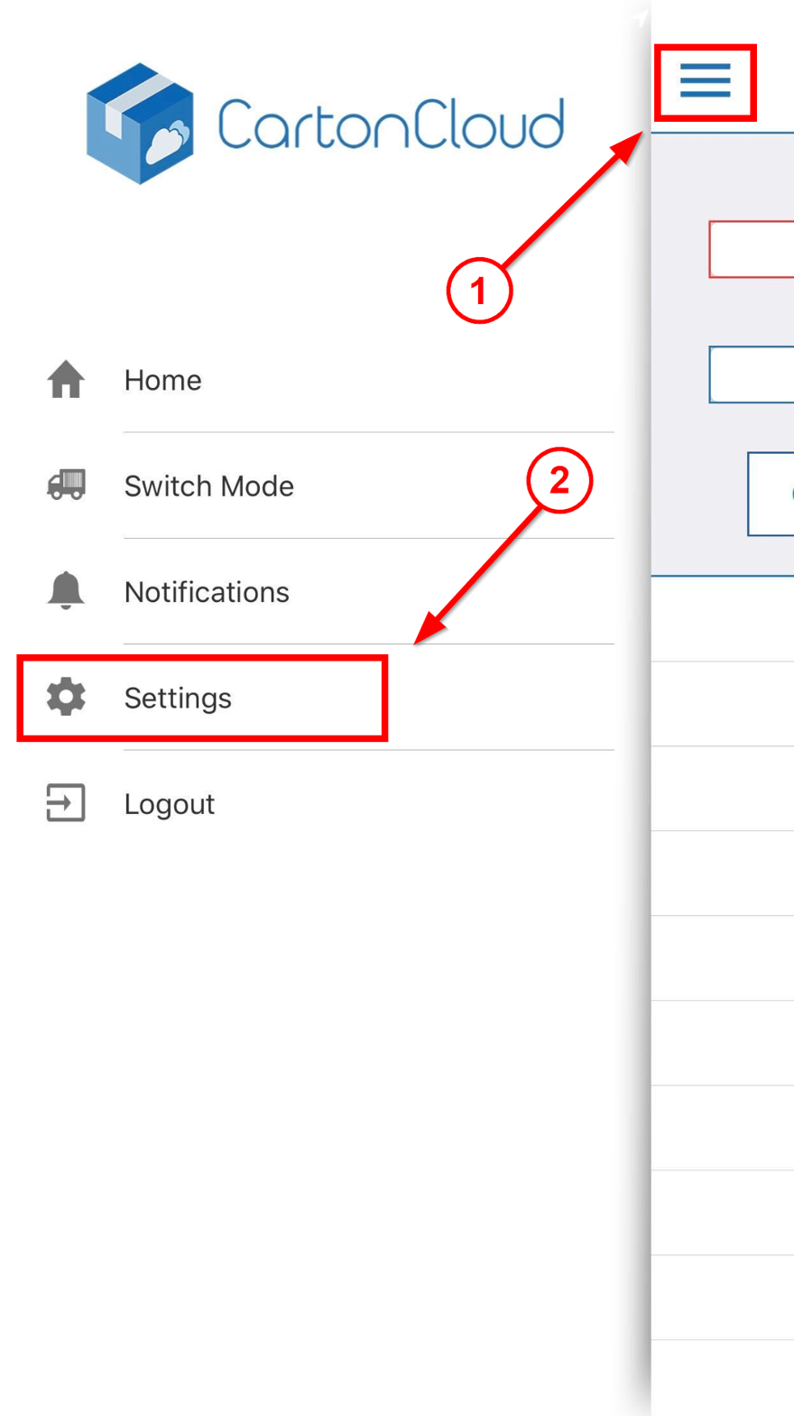 Settings view