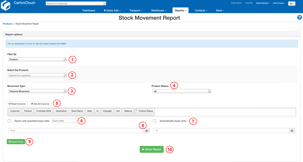 Stock Movement Report