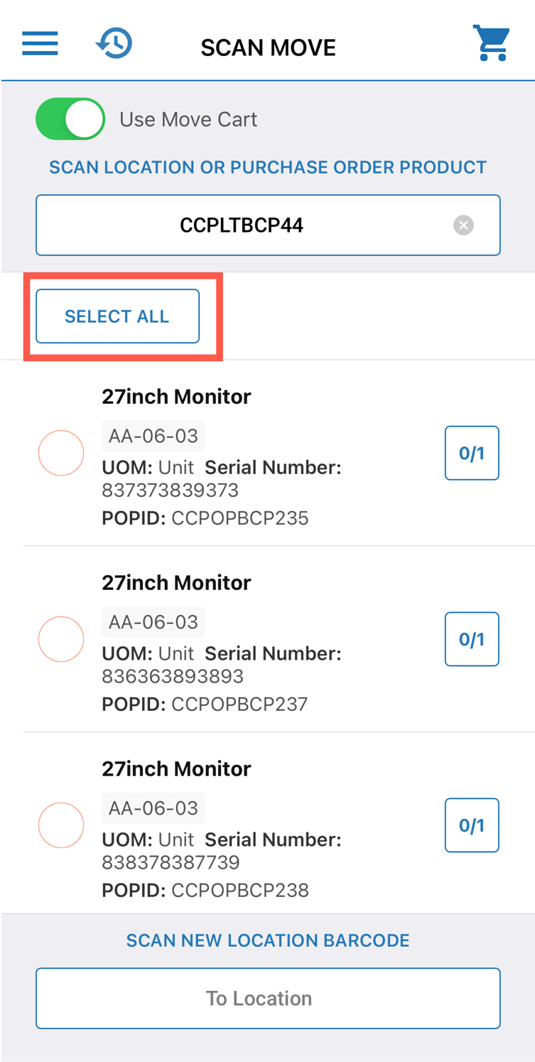 Scan Move Check Using pallet labels to move stock via Scan Move