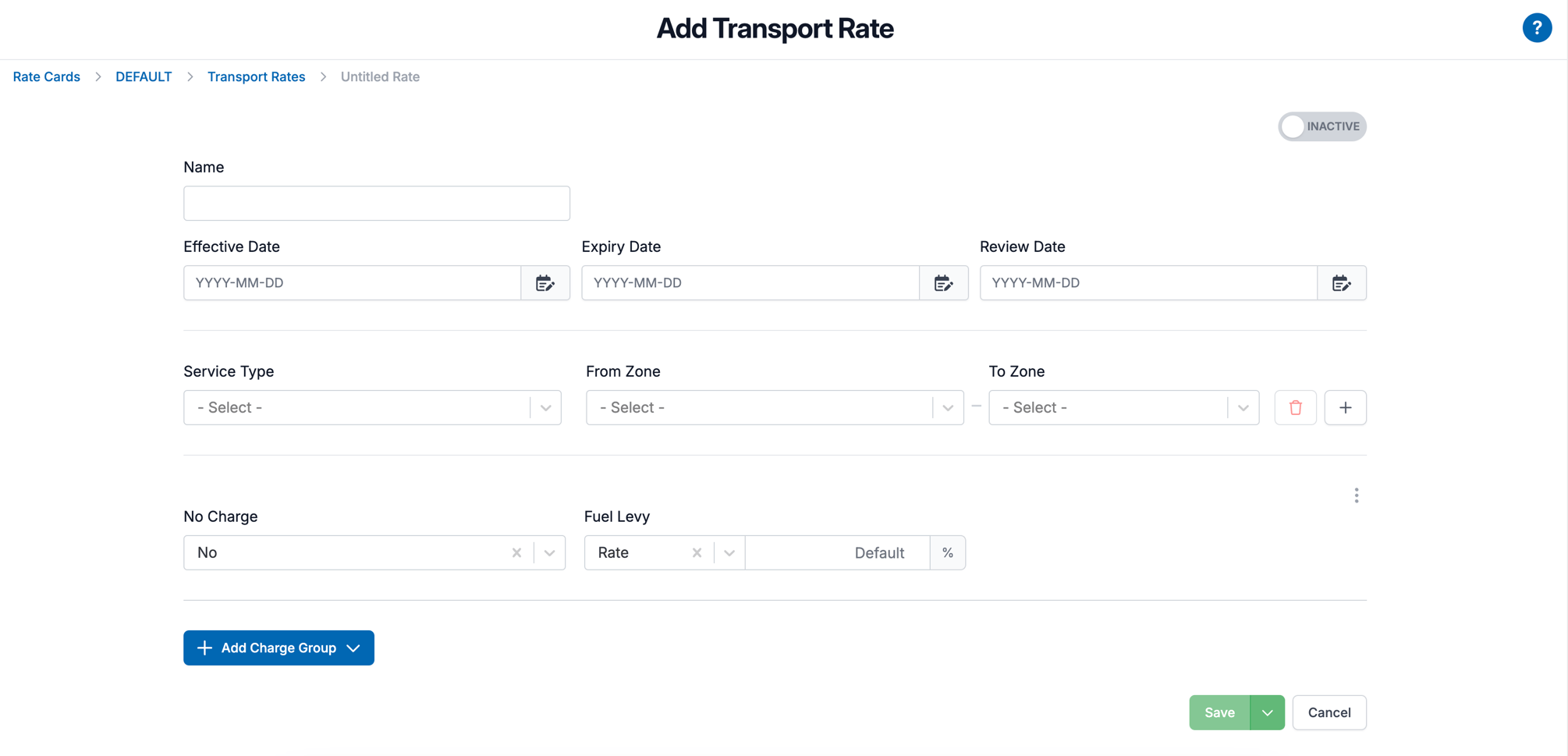Transportation Rates Example View Rate Card - Transport Rates
